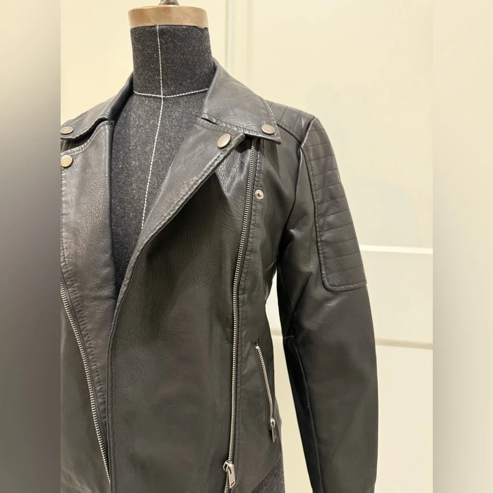 Noisy may Black Leather Moto Jacket - Picture 1 of 4